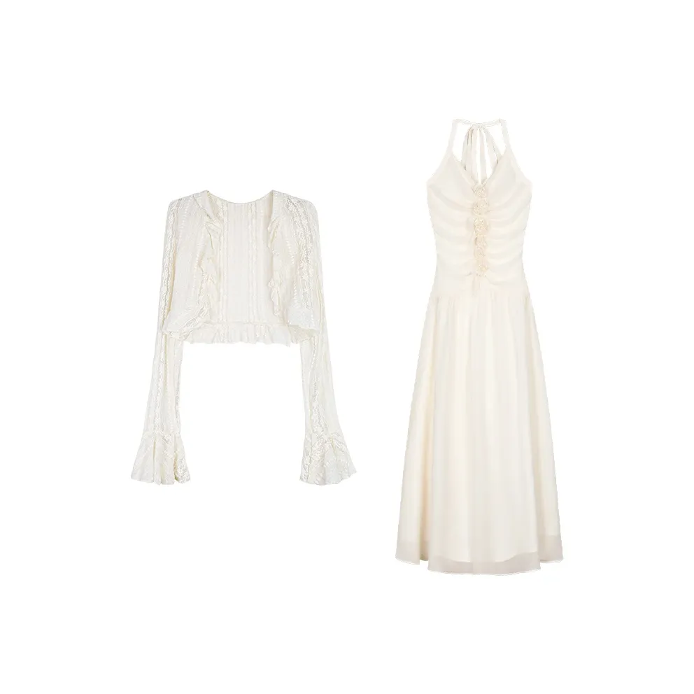 Sorrow Matsumoto Комплект с юбкой Женские Абрикосовый кардиган + Абрикосовое платье