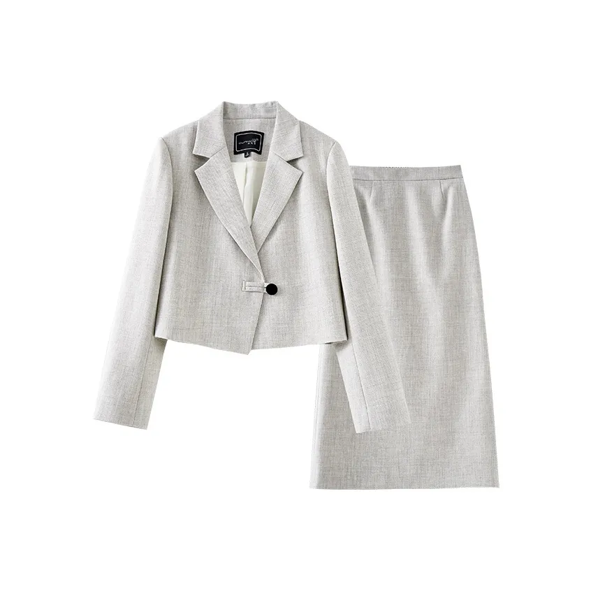 OUNIXUE Комплект с юбкой Женские Светлый Фотиния Серый