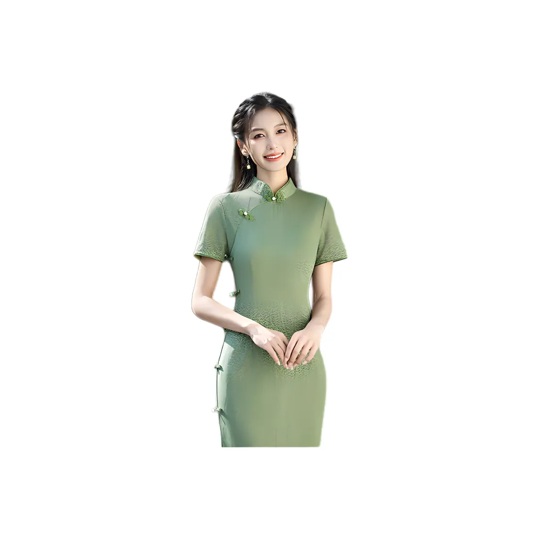 ENEESSI Spring And Summer Cheongsam Women's Leather Pink Dark Purple Olive Green