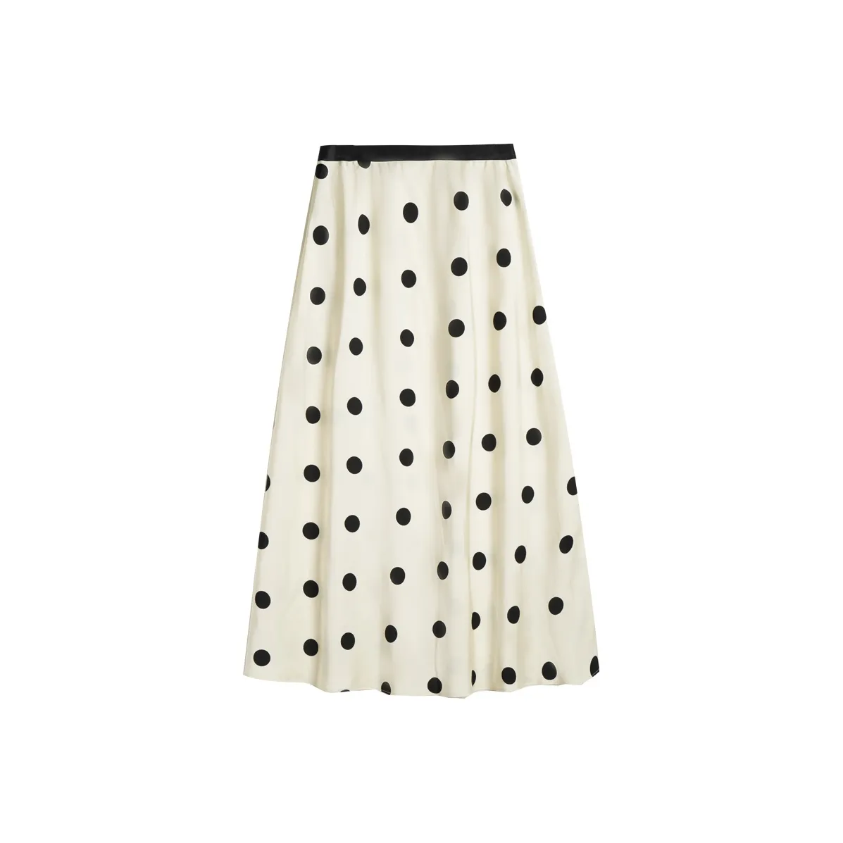 Olrain Casual Long Skirt Women's Black White Polka Dot