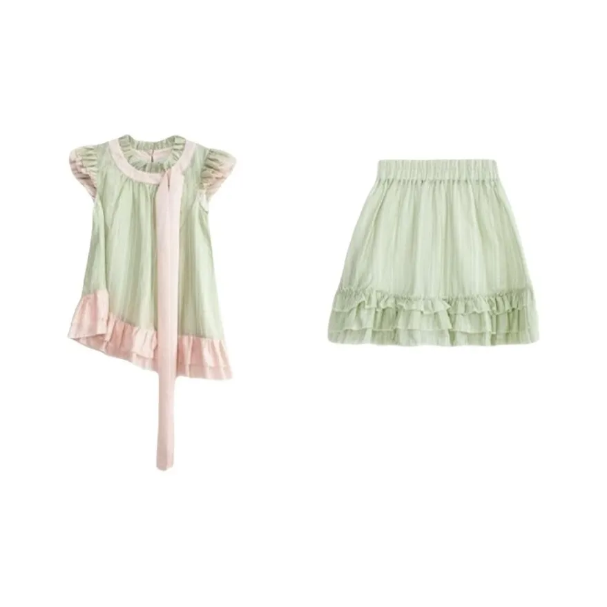 VKXOW Комплект с юбкой Женские Зеленый Collide с Розовый
