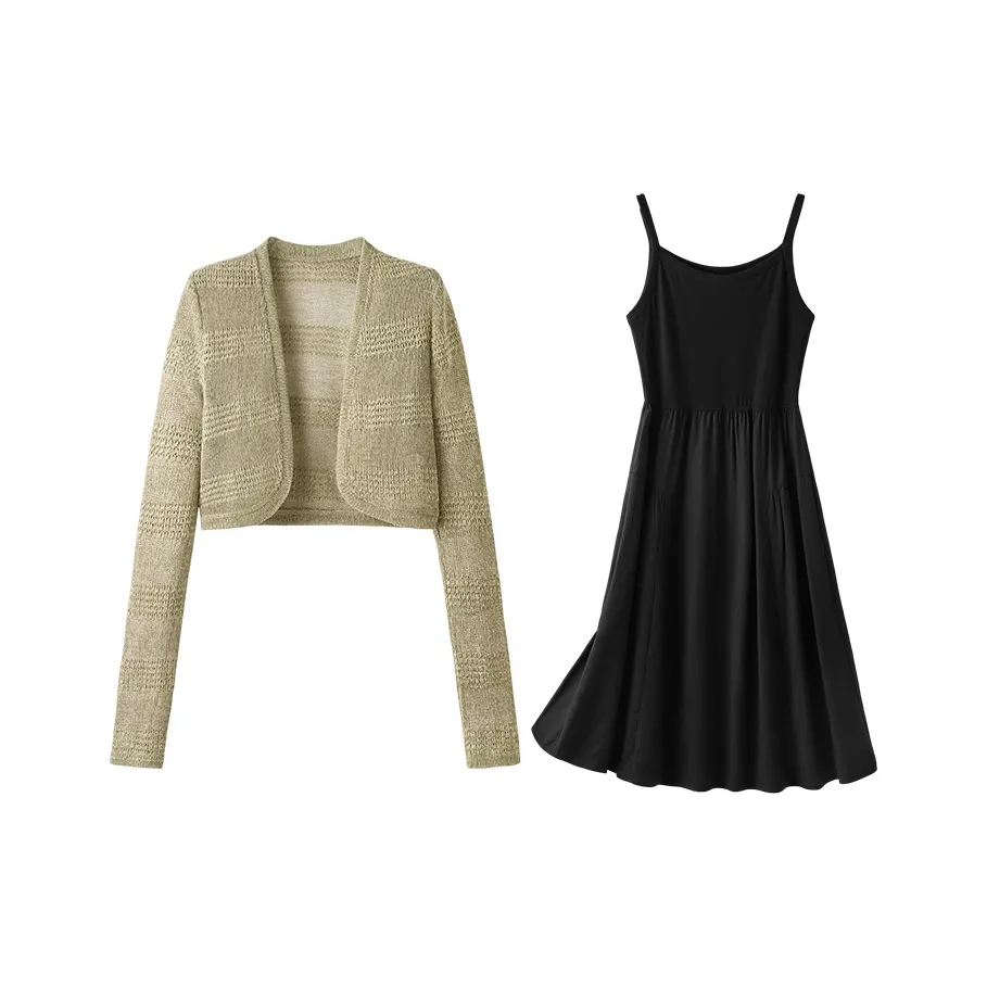 Cypress House Комплект с юбкой Женские Серый Зеленый+Черный