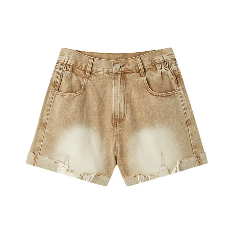 EICHITOO Denim Shorts Women's Khaki Gradient
