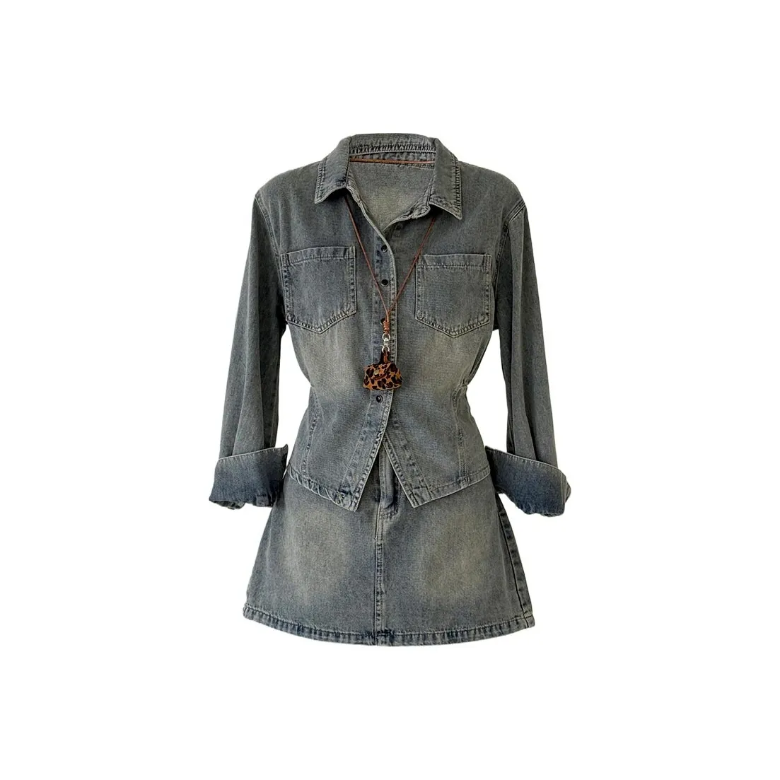 Icicofficial Комплект с юбкой Женские Деним Двухкомпонентный комплект