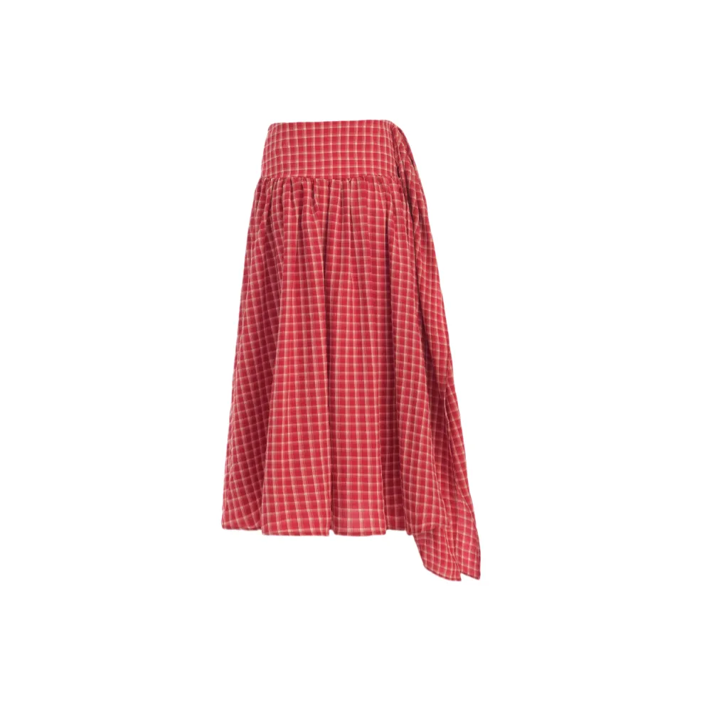 ZXZA Повседневная длинная юбка женская красная в клетку