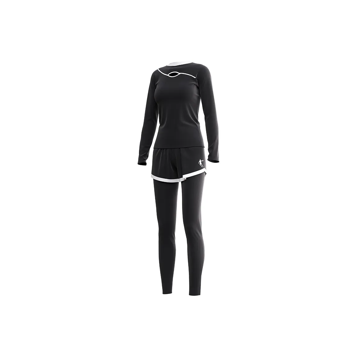 QIAODAN Two Piece Swimsuit Beach Suit Women's Black White