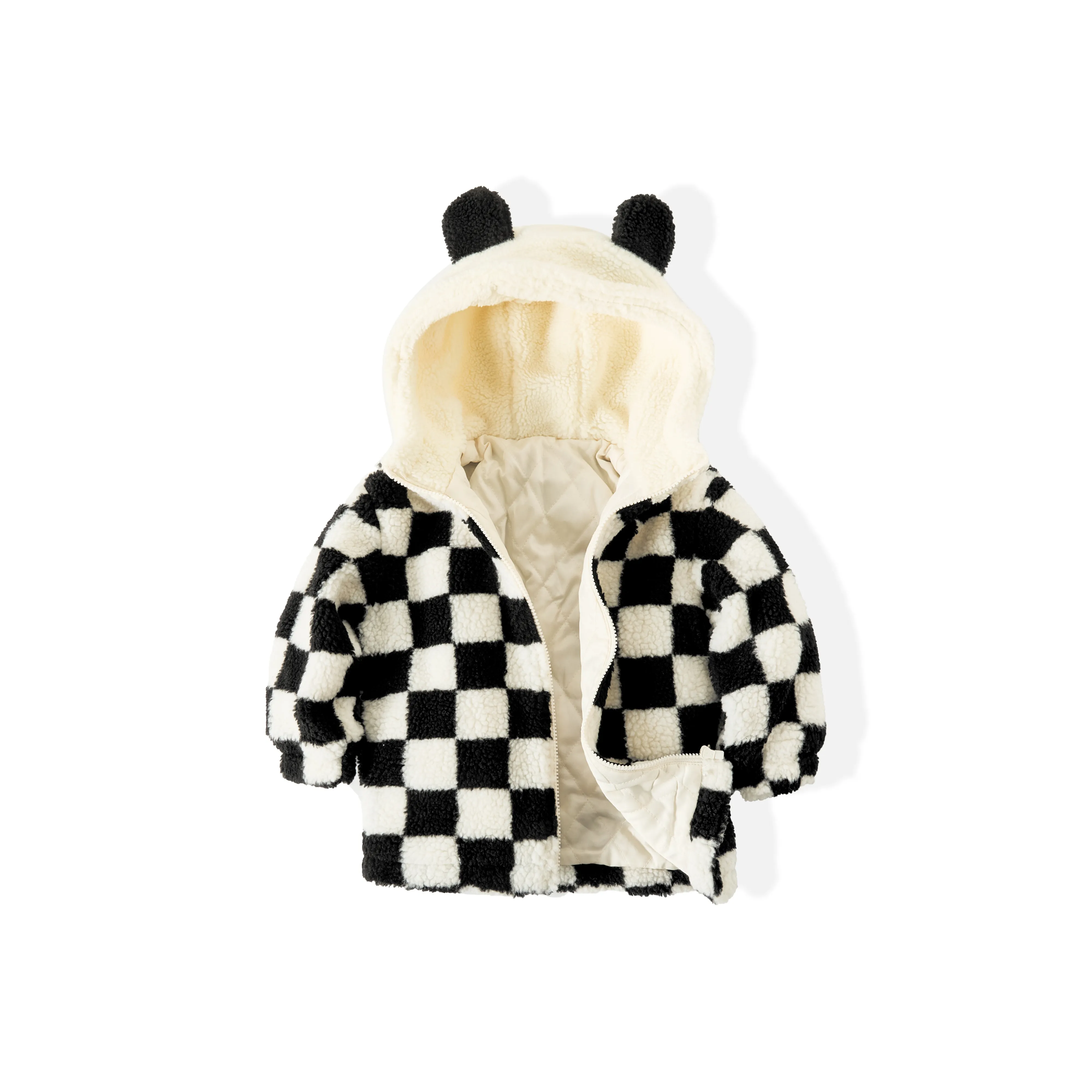 ASK Хлопковый пуховик Черный Белый Клетка Детский