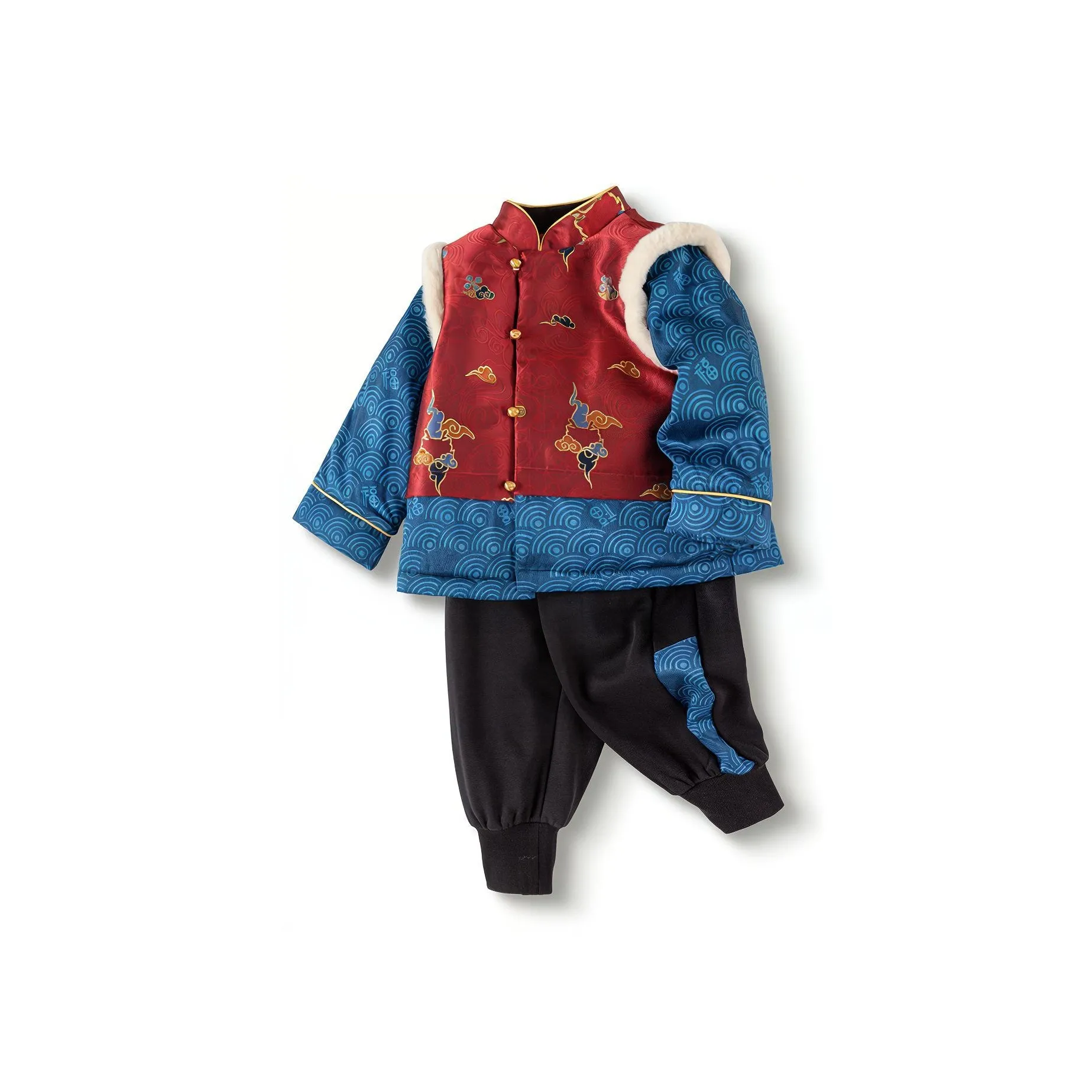 Balabala Повседневная Спортивная Одежда Синий Красный Тон Детская