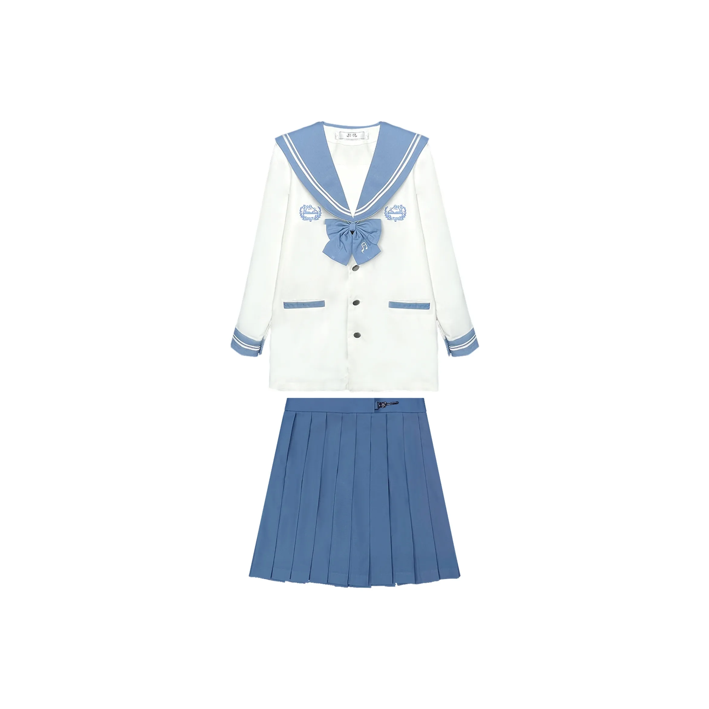 SHENBEI JK Пузырьки Кролик Длинный Sleeved Матроска + Синяя Юбка + Галстук-бабочка Женская Униформа