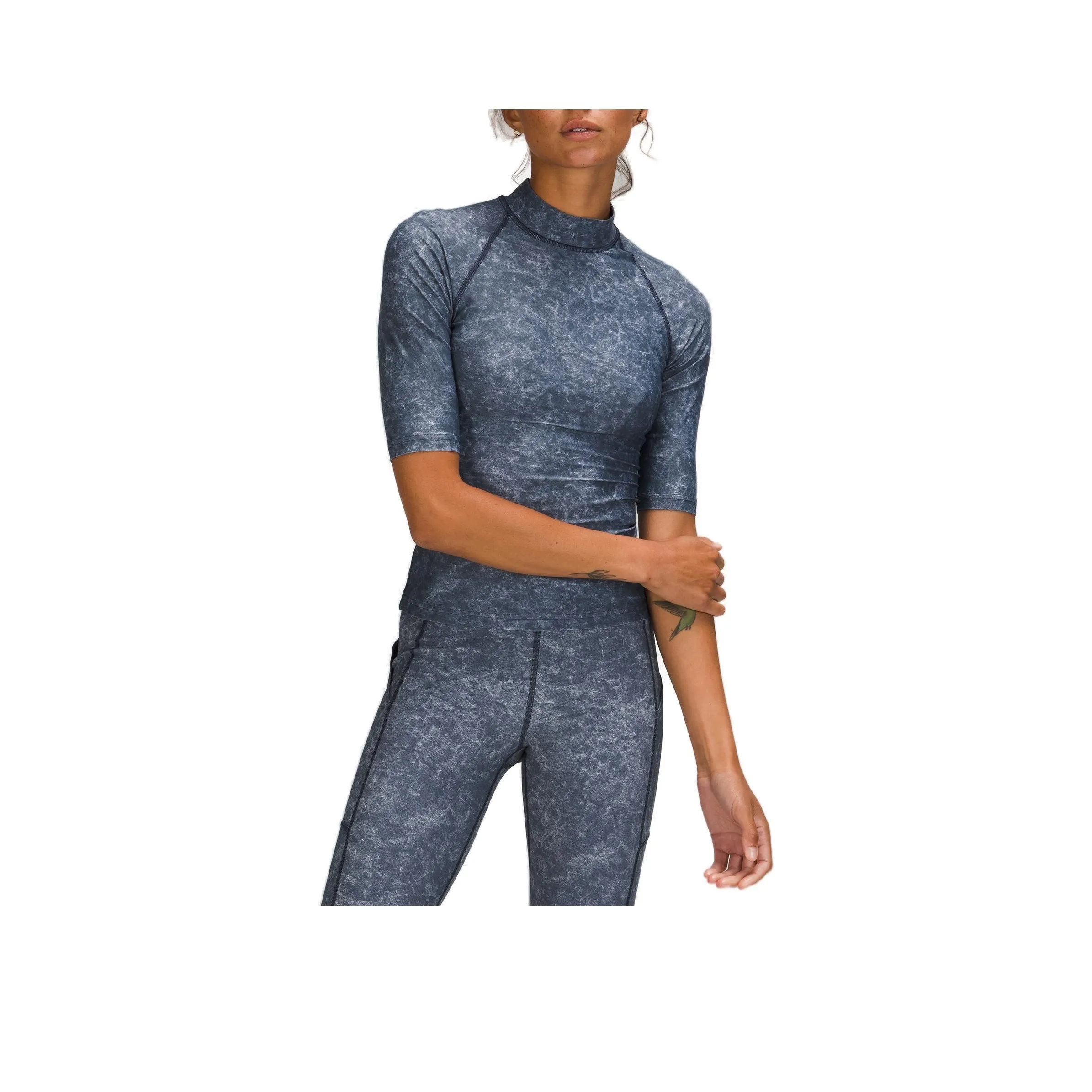 lululemon Двухкомпонентный купальник женский джинсово-синий моющийся с принтом смешанные цвета