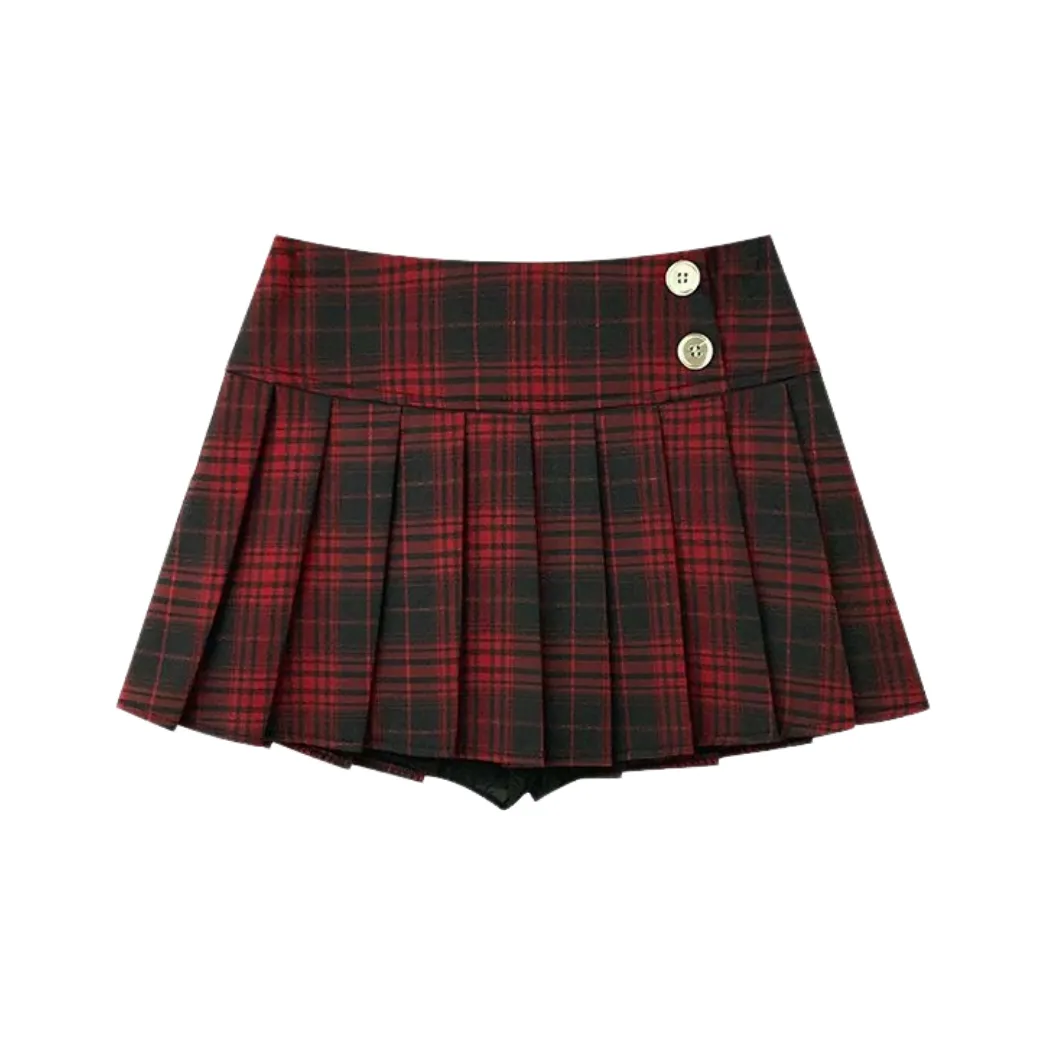 MTHE Повседневные короткие юбки Женские Красный черный Клетка