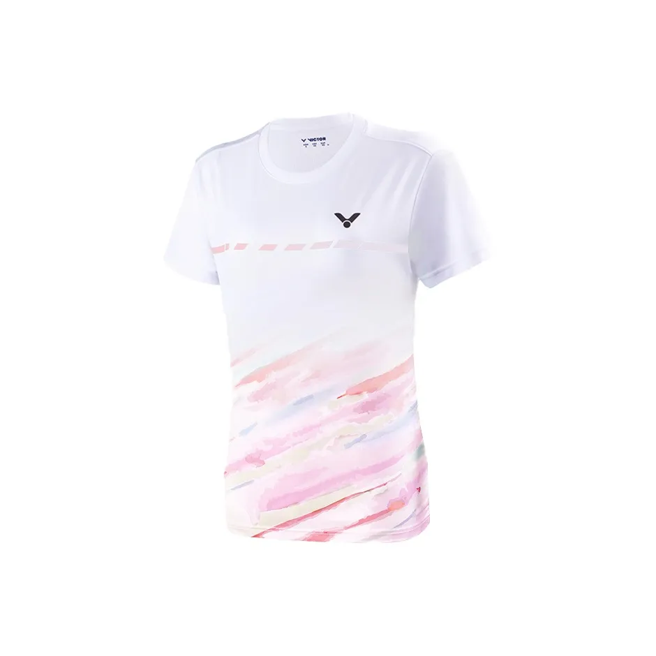 Виктор Бадминтон Джерси Женская Белая Розовая