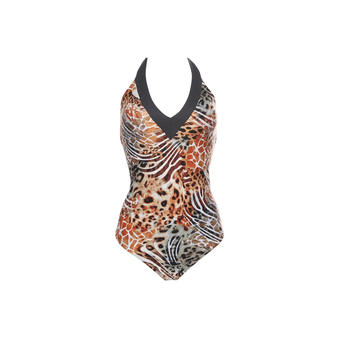 Selmark One piece Swimsuit Women's Brown Print