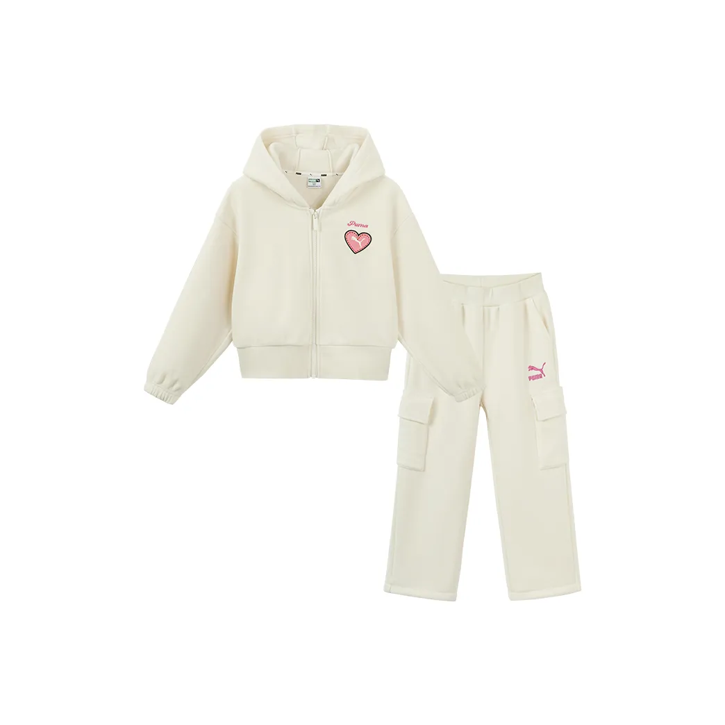 PUMA Повседневная спортивная одежда Sportstyle Collection Pants Флис Куртка Костюм г Натуральный белый для детей 3-7 лет