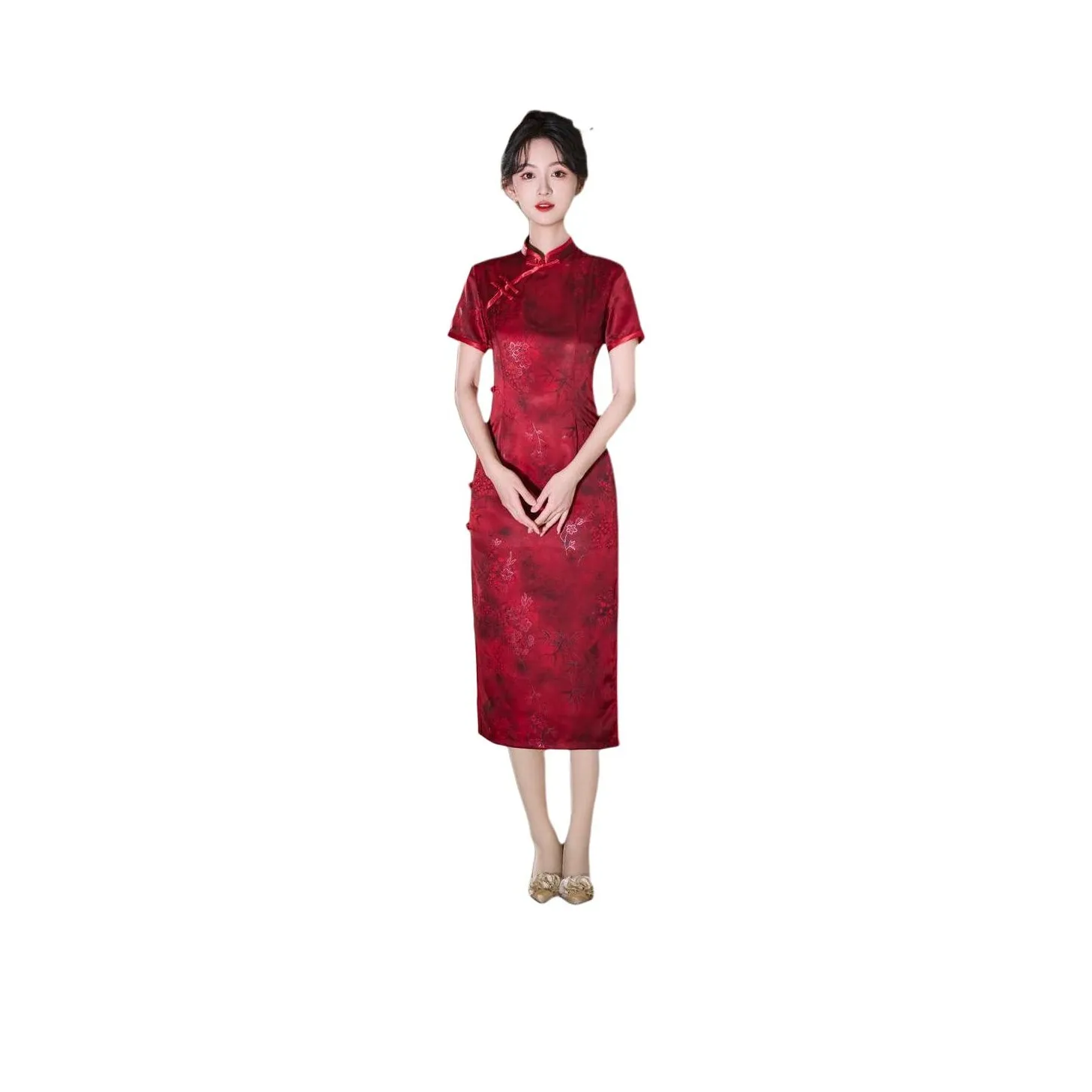 ENEESSI Красный Женские Ципао