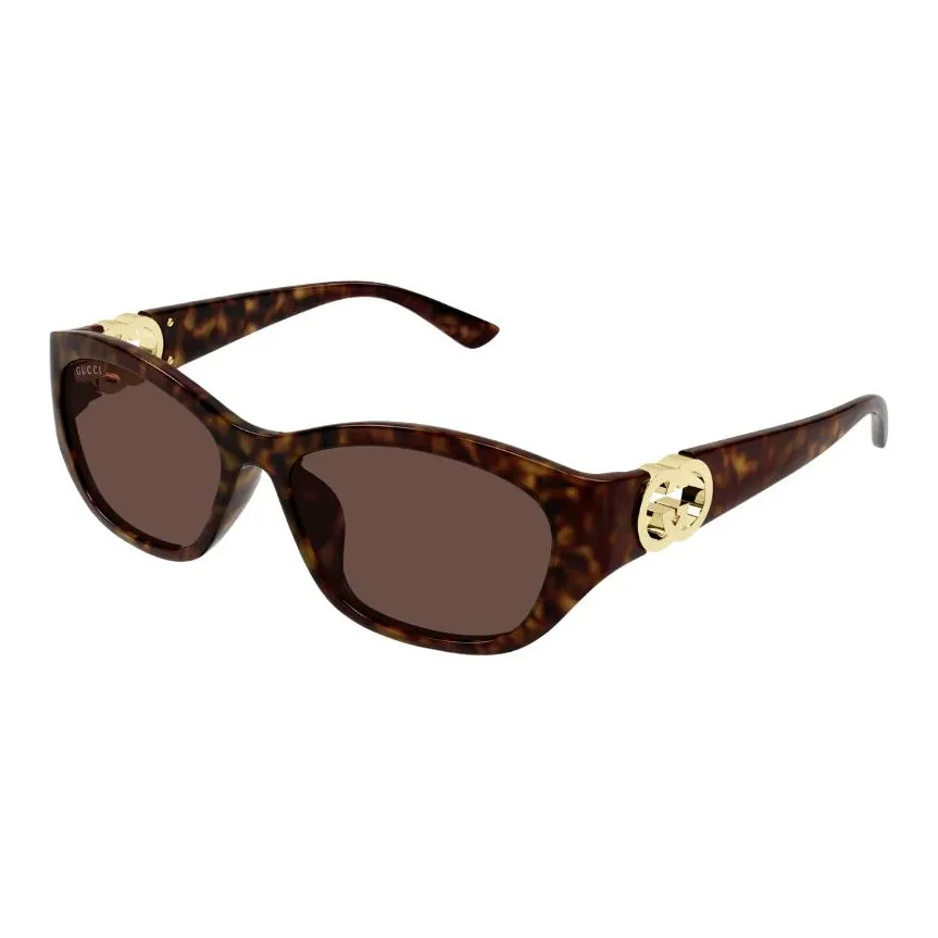 GUCCI Вакуумная формованная OVAL SUNGLASSES Женские Коричневый