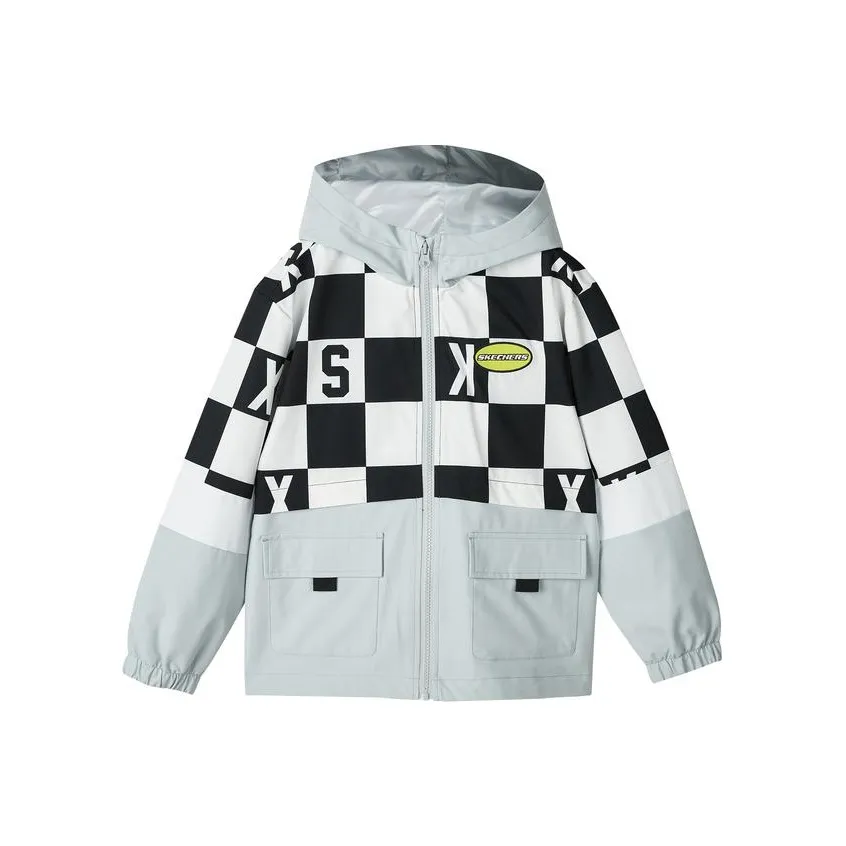 Skechers Kids' Softshell-куртки Шахматный узор Большой Квадрат Черный белый Детский