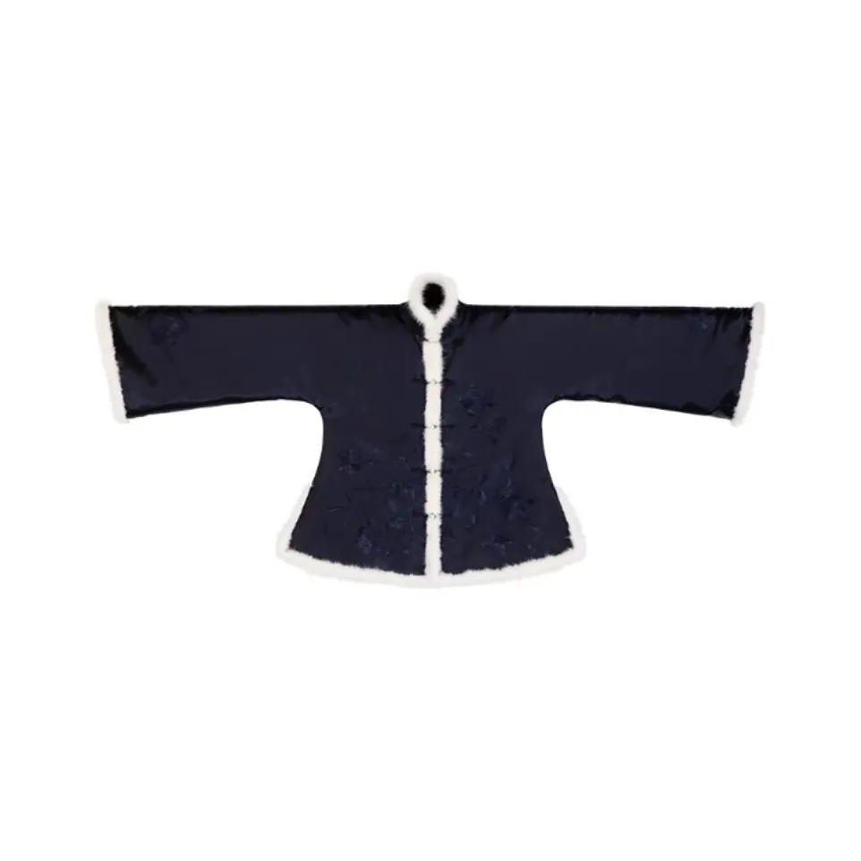 YICHENGFENGXU Ханьфу Женские Темно-синий Фиксация Вышивка Лоскутное шитье Искусственный шелк Хлопок Оболочка