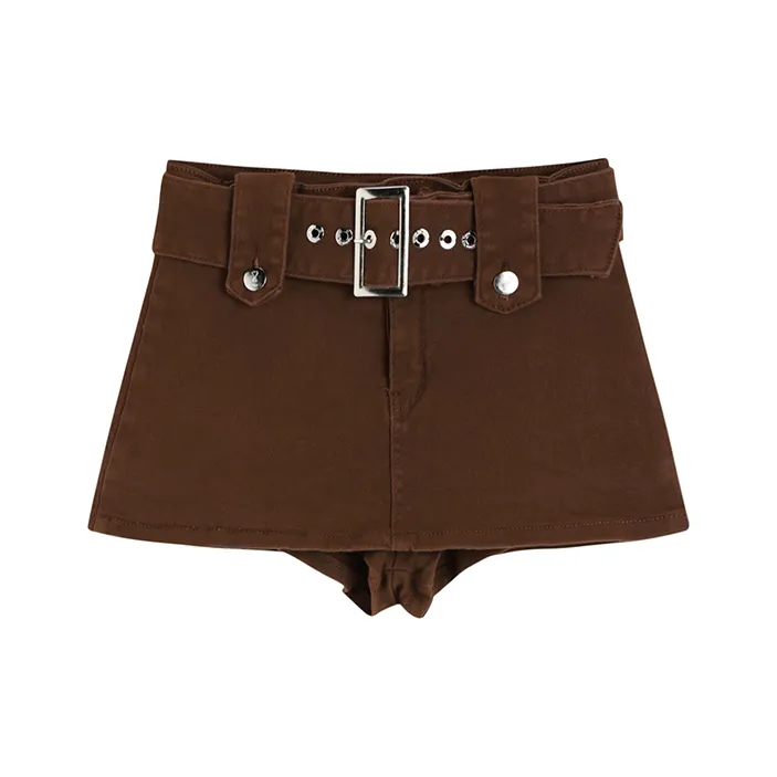 PASSCODIO Джинсовые короткие юбки Женские Коричневый