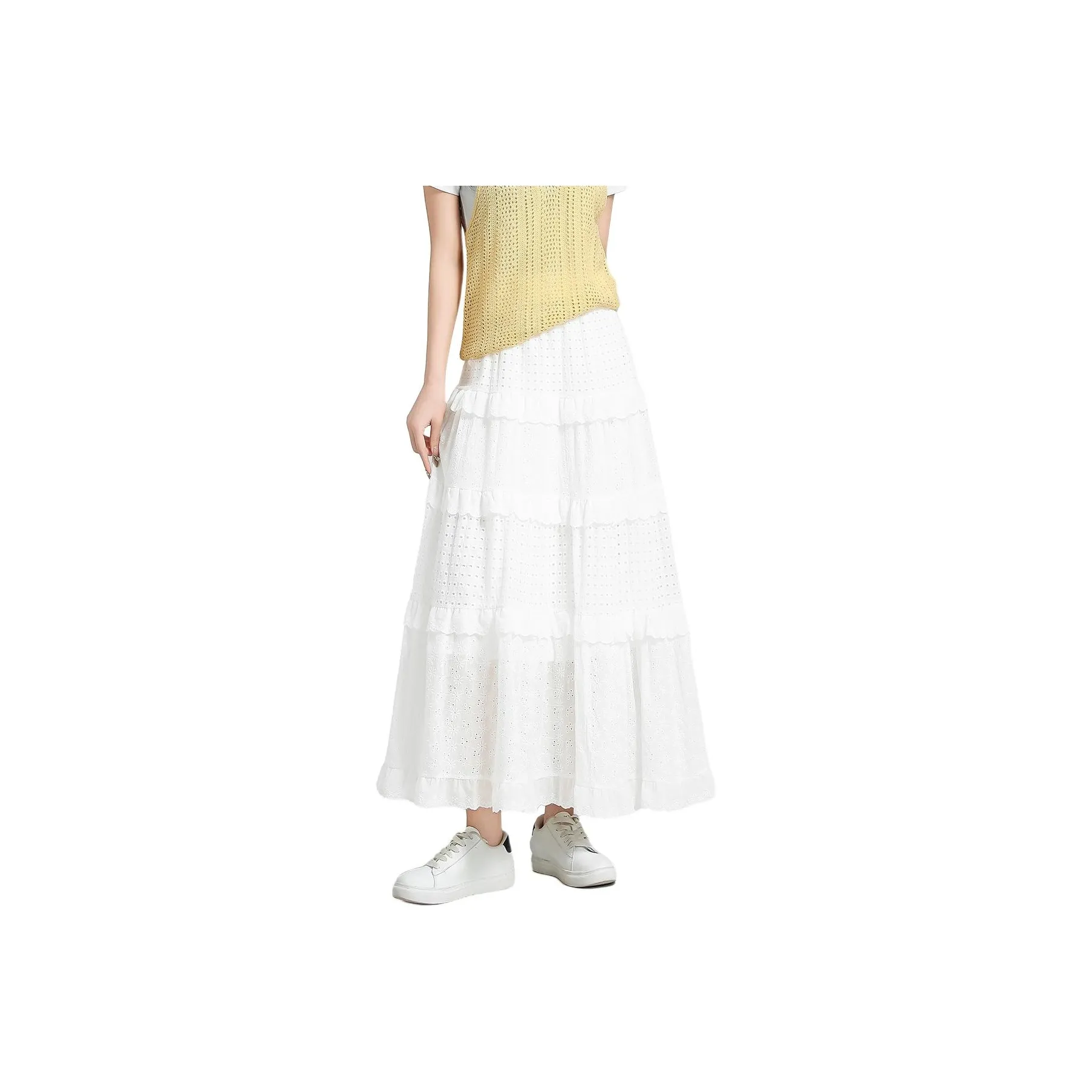 FAWENXIANGZI Повседневный Длинный Юбка Женская Белая