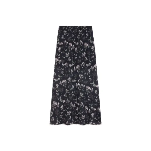 FIRELADY FUR Винтаж Printed Черный Женские Повседневные Длинные Юбки