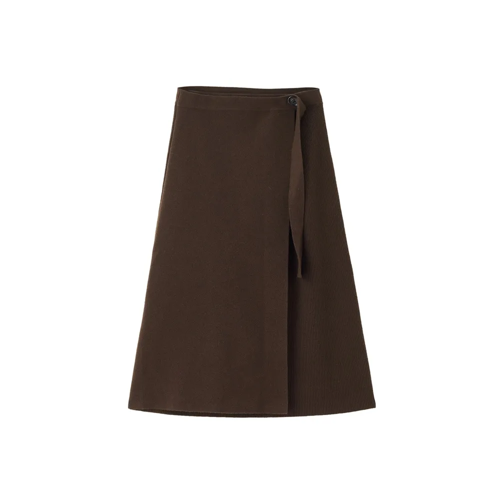 Giordano Повседневный Длинный Юбка Женские Темно-Кофейный