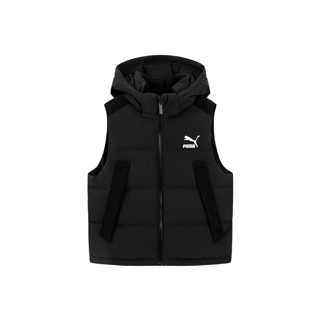 PUMA Down Vest с капюшоном пуховый жилет черный детский