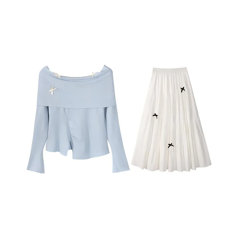 ACJL Небесно-голубой Комплекты Женские с юбкой