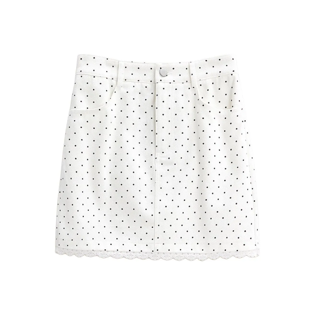 Love To Serve Повседневные короткие юбки Женские Белые и Черные в горошек