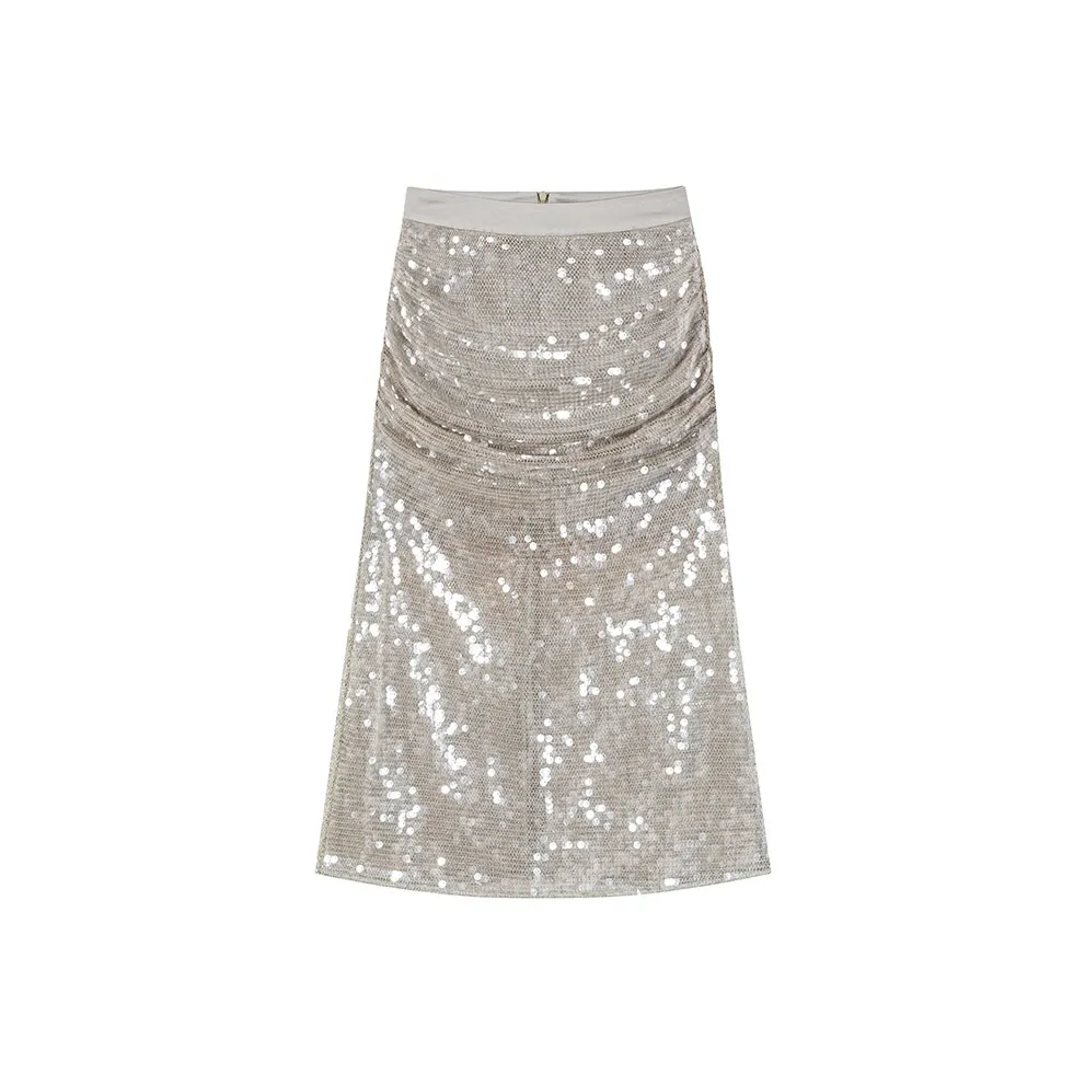 CARIEDO Повседневный Длинный Юбка Женская Серебряная
