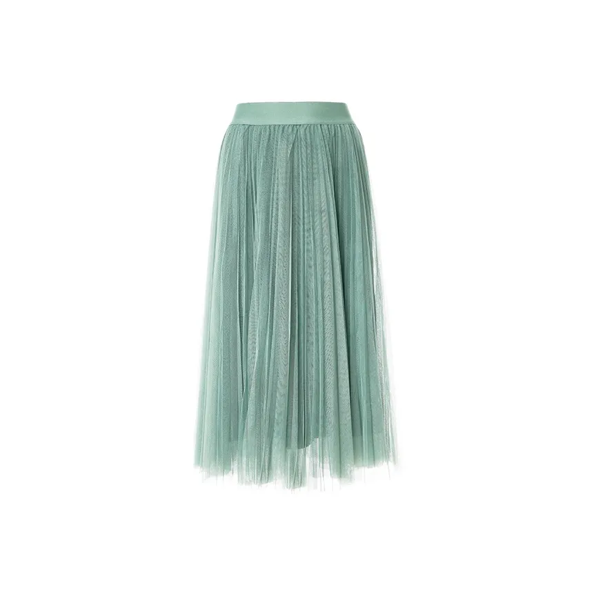 BESIONIA SS24 Повседневная длинная юбка женская зеленая