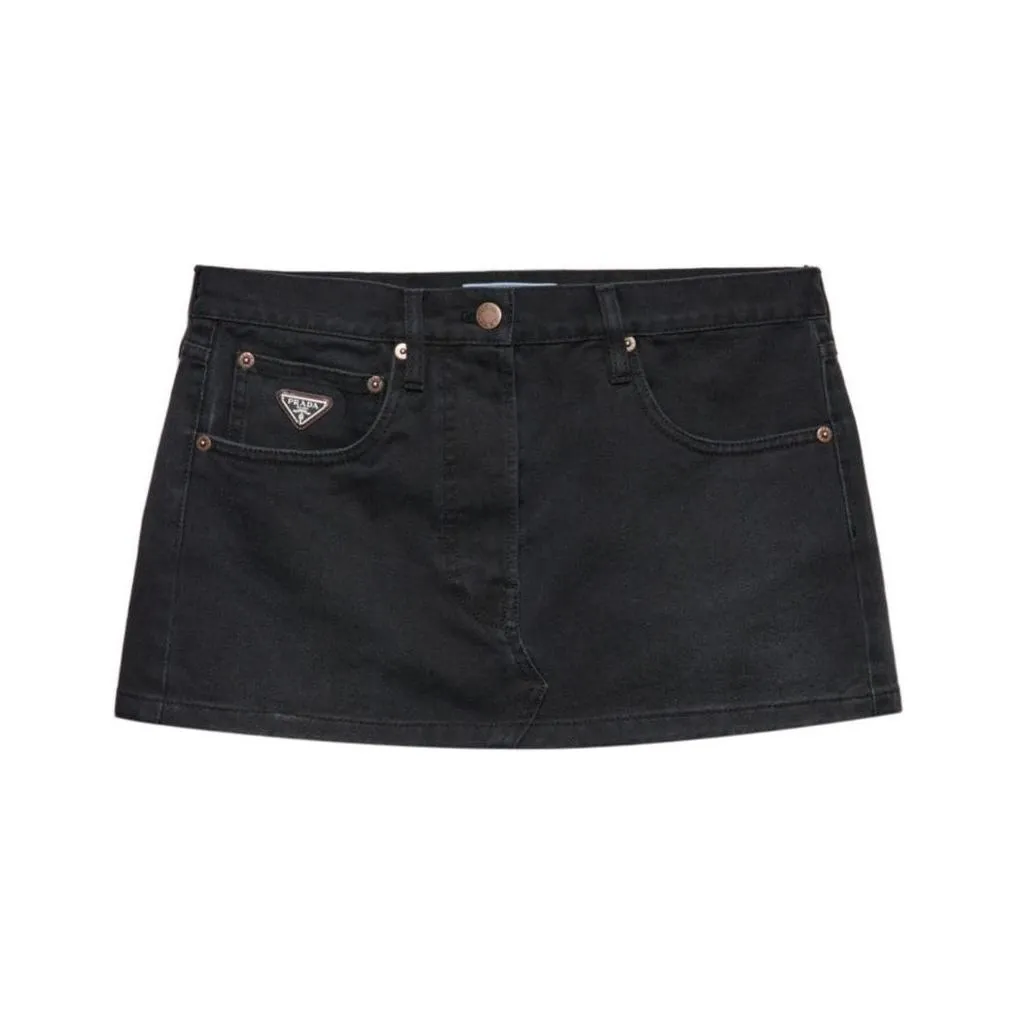 PRADA Logo Patch Low Rise Mini Skirt