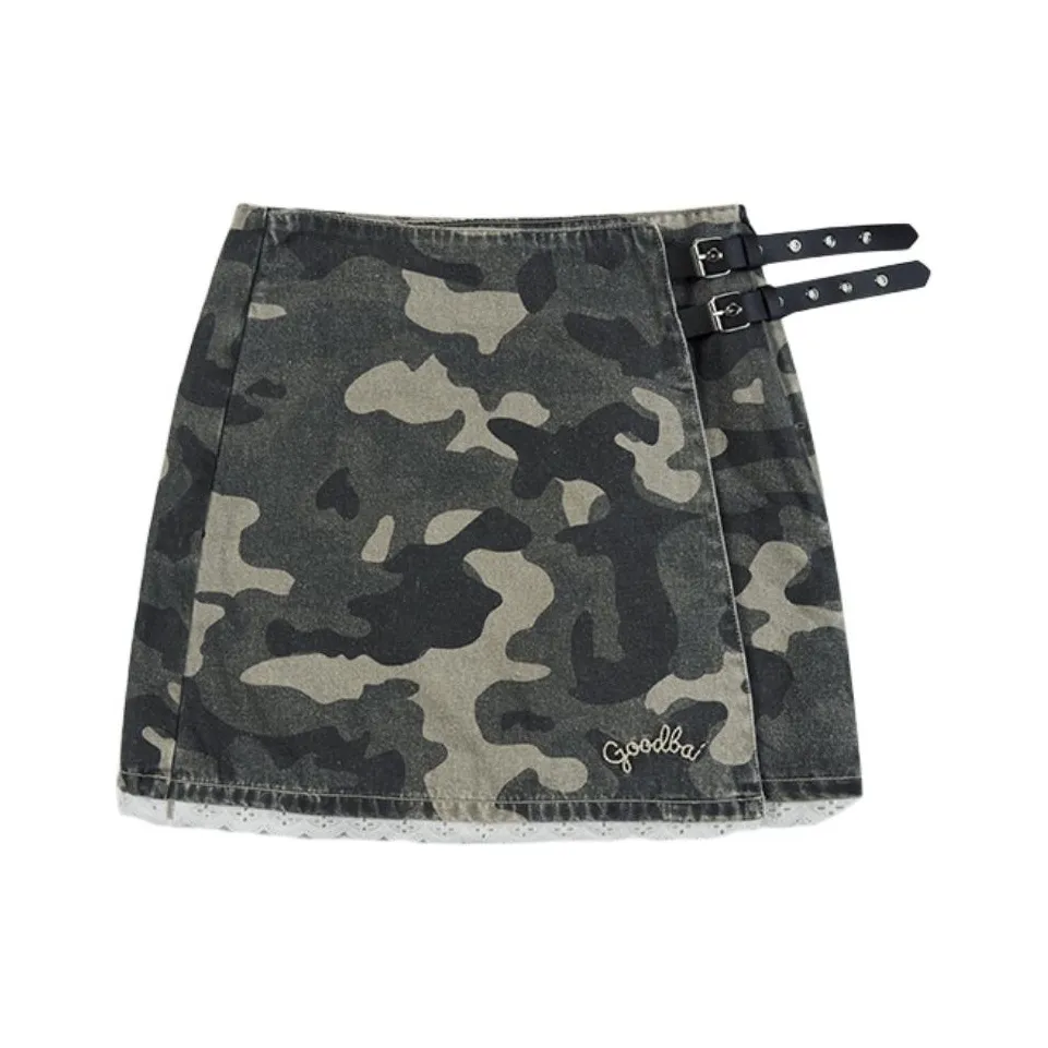 GOOD BAI GOODEES series SS24 Джинсовые короткие юбки Женские Джунгли Камуфляж