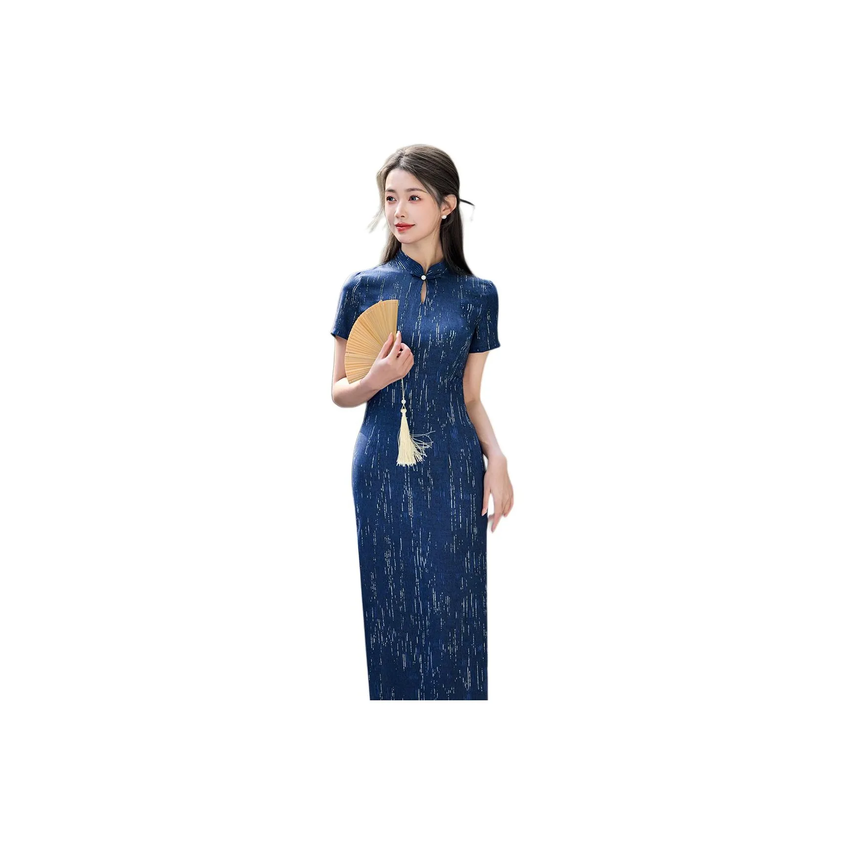 ENEESSI Spring Summer Release Cheongsam Women's Navy Blue