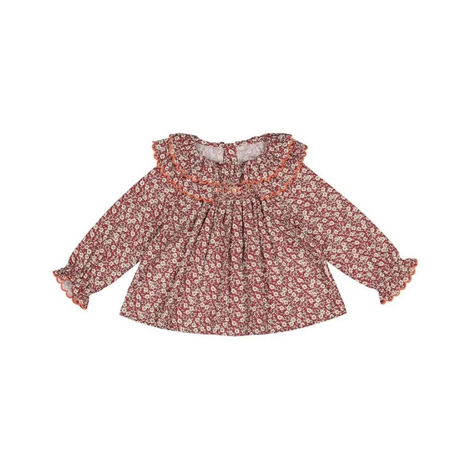 Happyology Двойной Layer Рюш Длинный Рукав Рубашка для Малышей и Детей дошкольного возраста