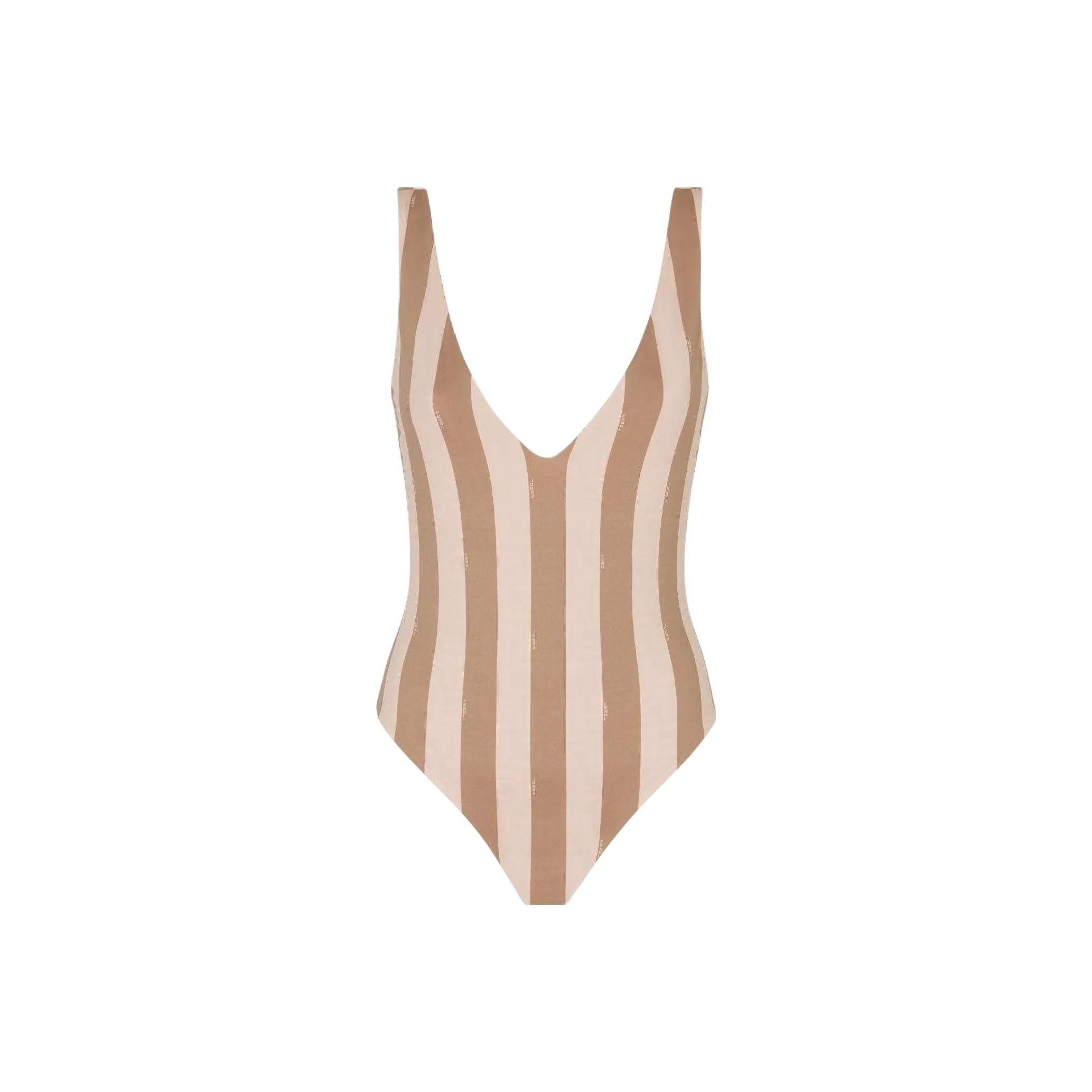 FENDI V Neck Striped One Piece Swimsuit