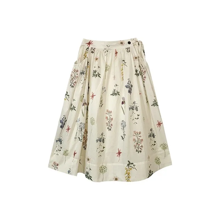 WUPODAMANVZHUANG Повседневный Длинный Юбка Женские Ванильный Крем