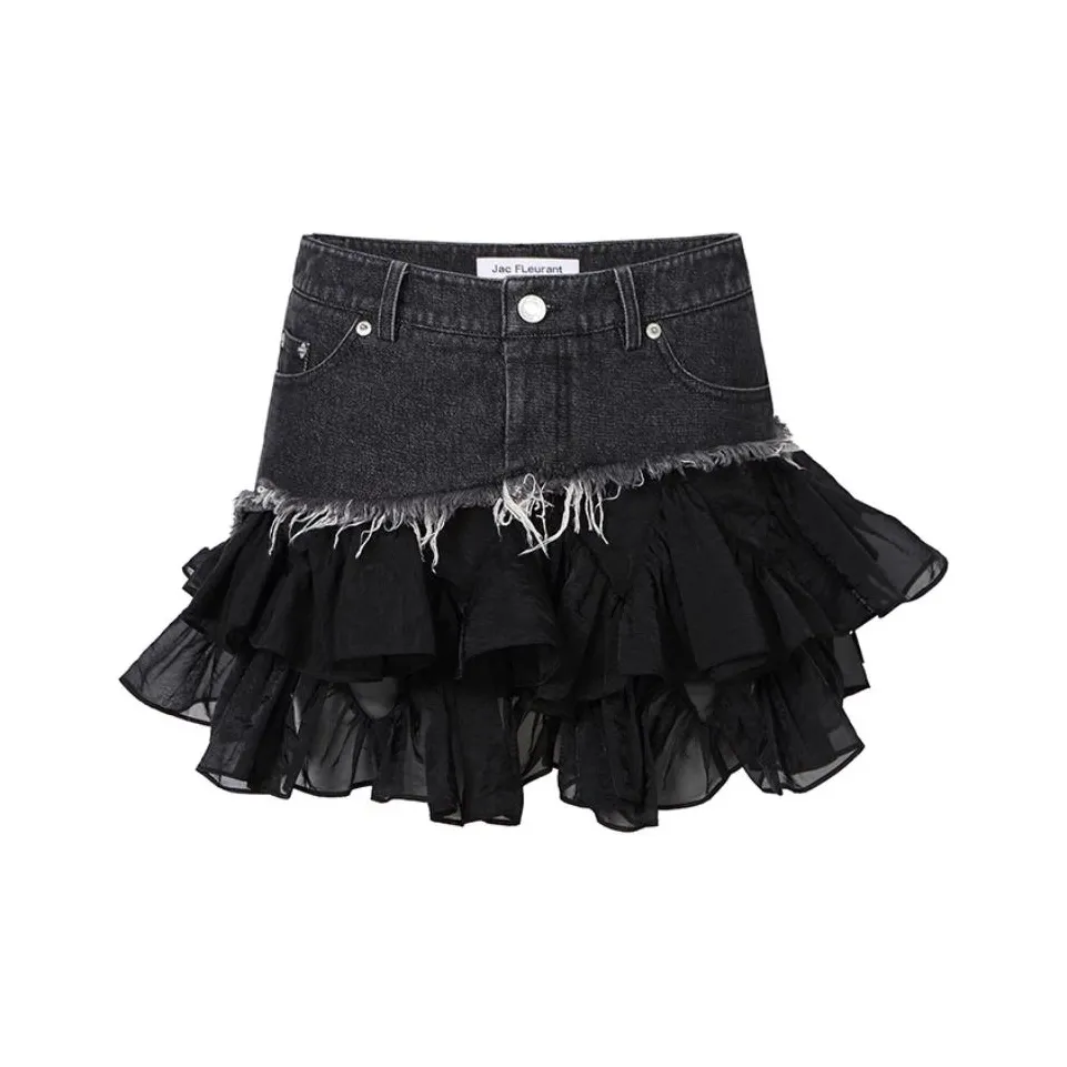 JAC FLEURANT Denim Short Skirts Women's Black