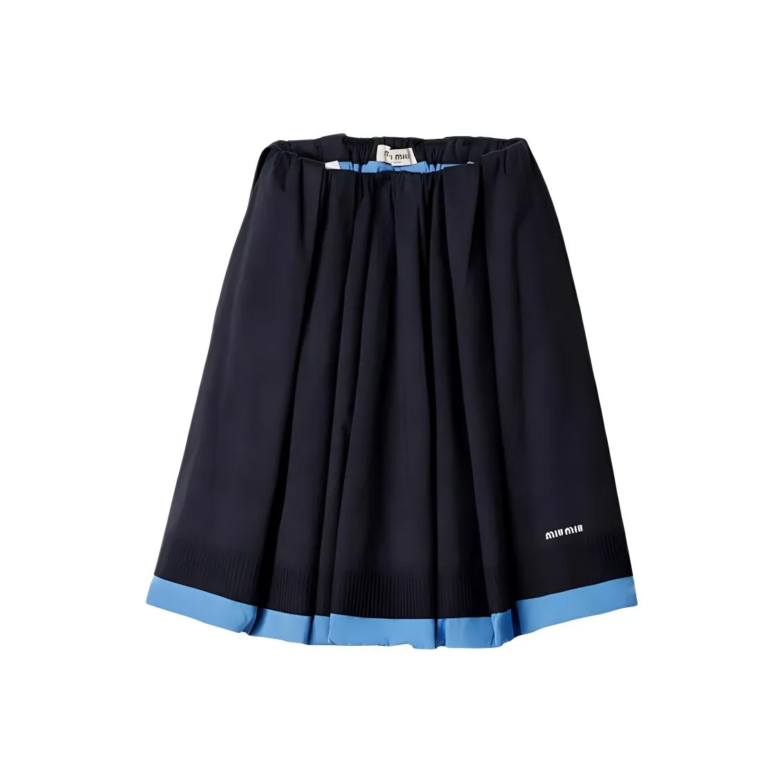 MIU MIU Pleated Poplin Skirt Blu Azzurro
