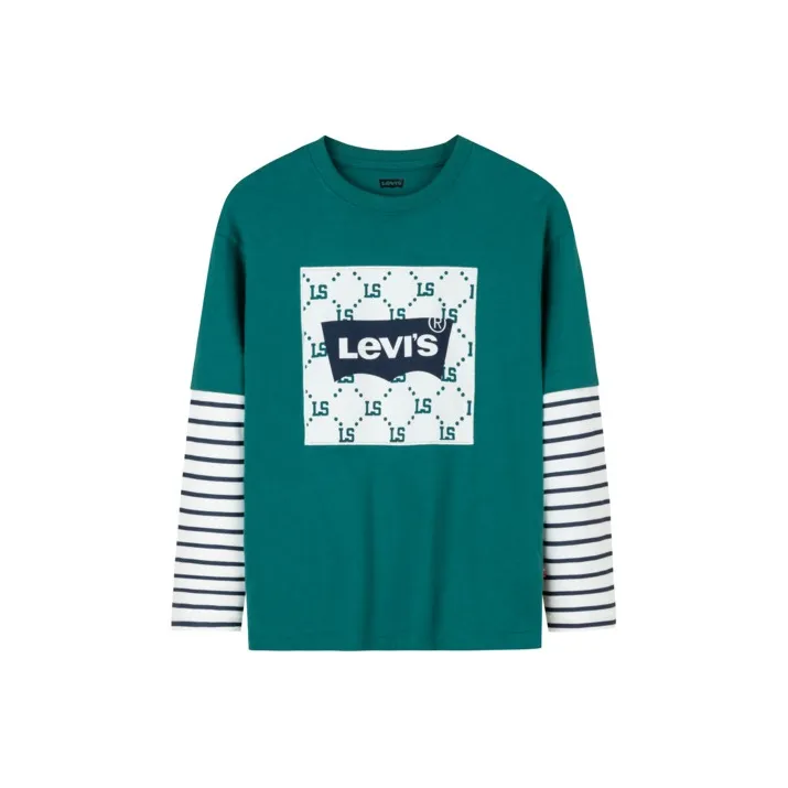 Levi's Удобная Длинная Рубашка с Длинными Рукавами Бирюзового и Зеленого Цвета для Подростков