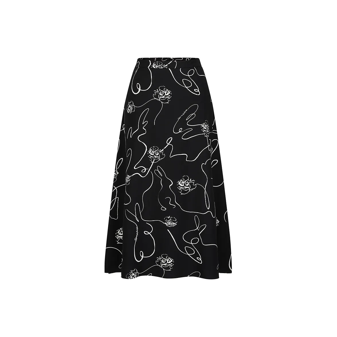 JZ. ANNAKRO Повседневный Длинный Юбка Женские Цветочный Черный
