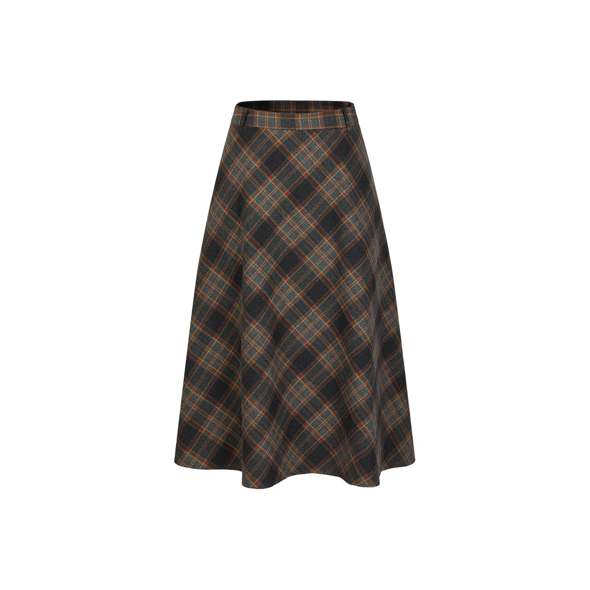 JZ. ANNAKRO Повседневный Длинный Юбка Женская Клетка Желтый Зеленый