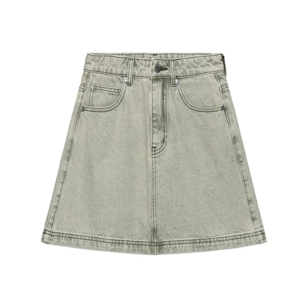 Self Who Denim Short Skirts Women's Pasture Green