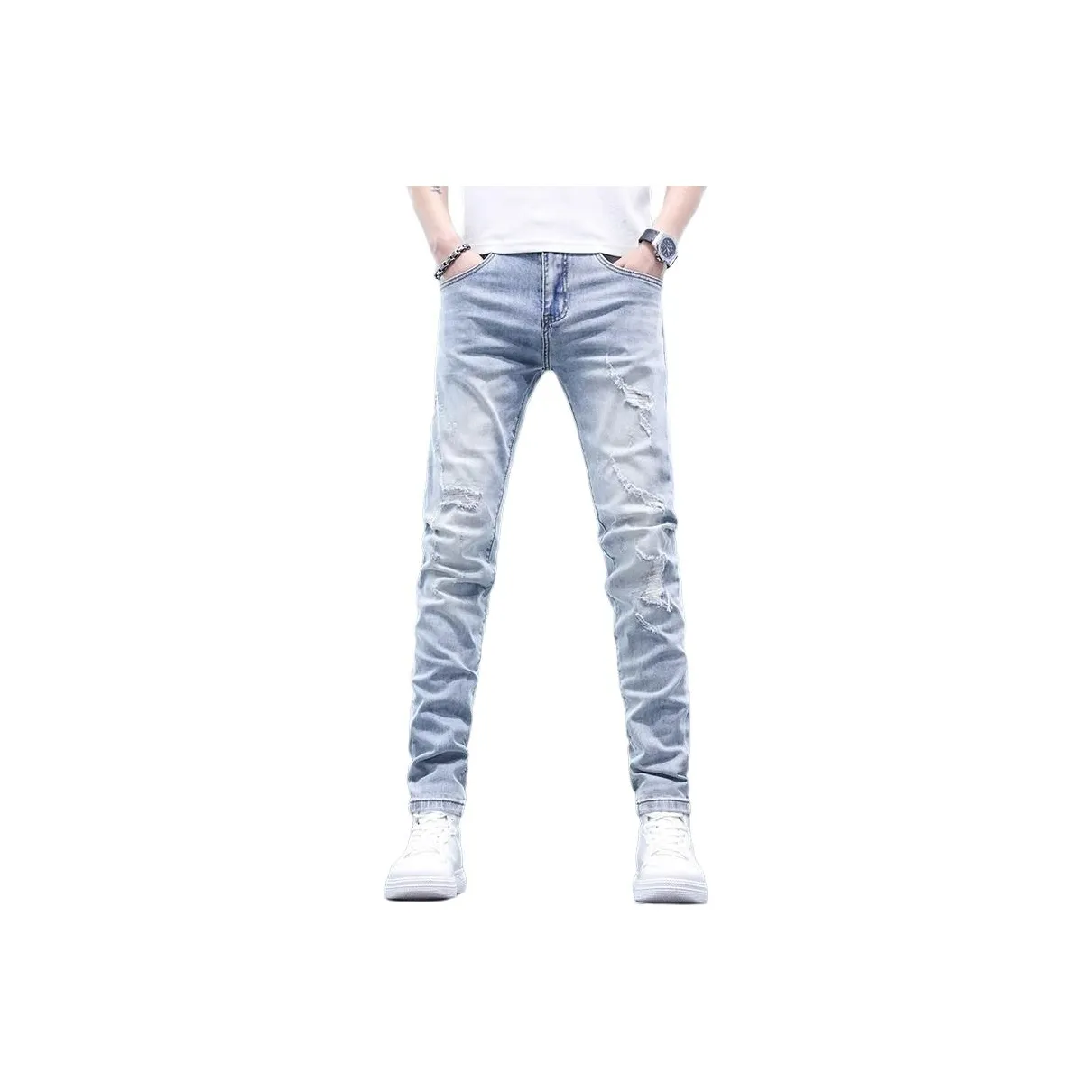 JIKENDI Светло-синие мужские джинсы