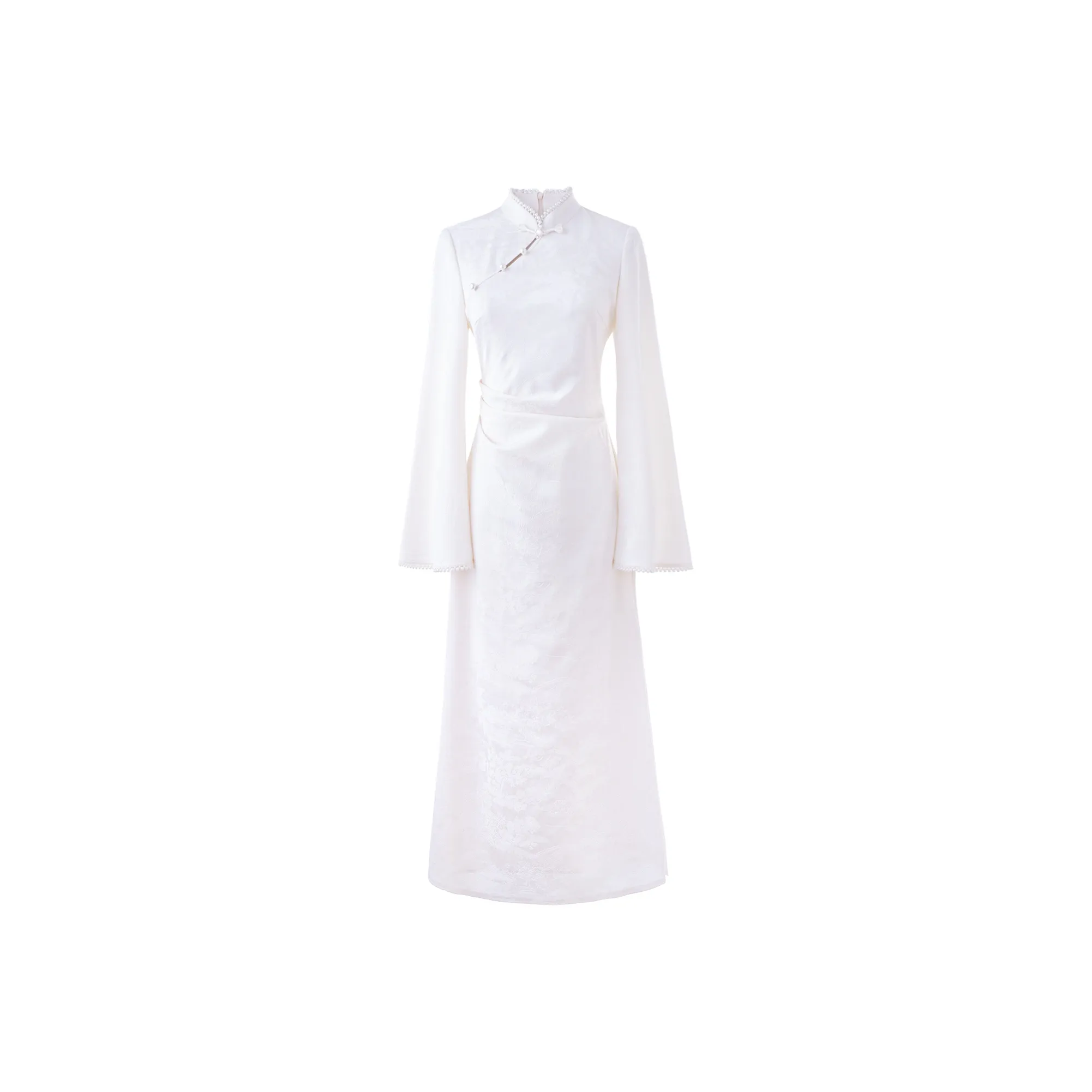 Blovelan Cheongsam Women's Rhombus Flower White
