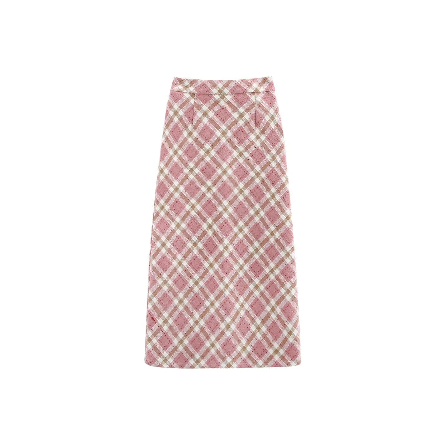 A Paradise For Awakening Casual Long Skirts Women's Pink Plaid
