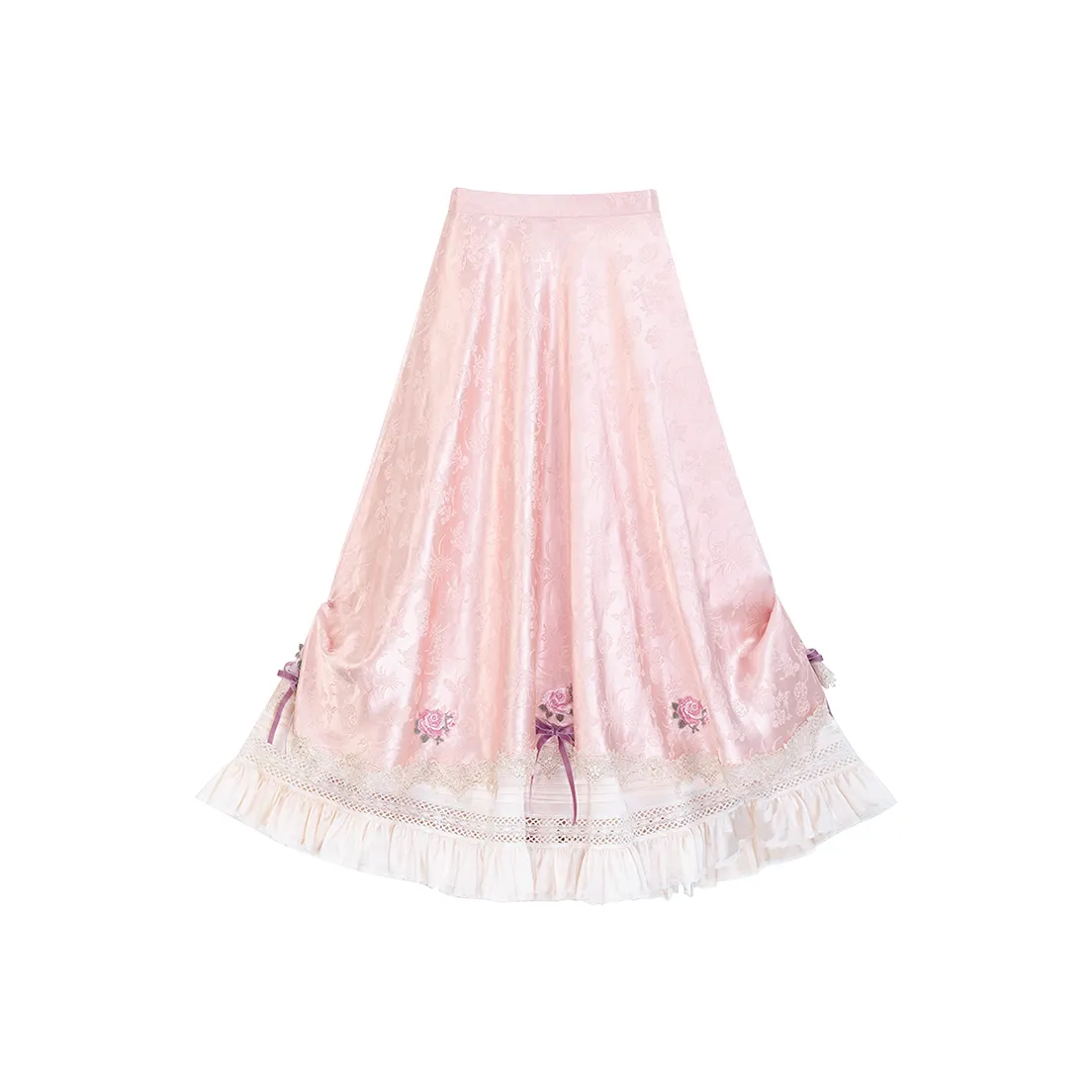 YICHENGFENGXU Повседневный длинный юбка женский розовый жаккард стиль Лолита