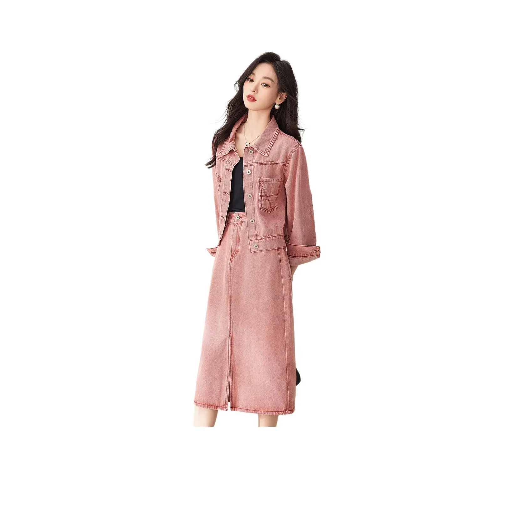 Like the age of water Two Piece Skirt Sets Women's Dried Rose Pink