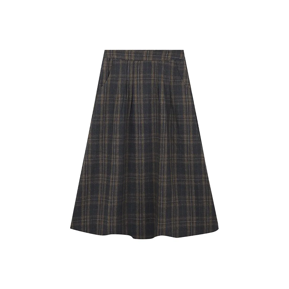 Ice Cream And Whale Повседневный Длинный Юбка Женские Черный Кофейный