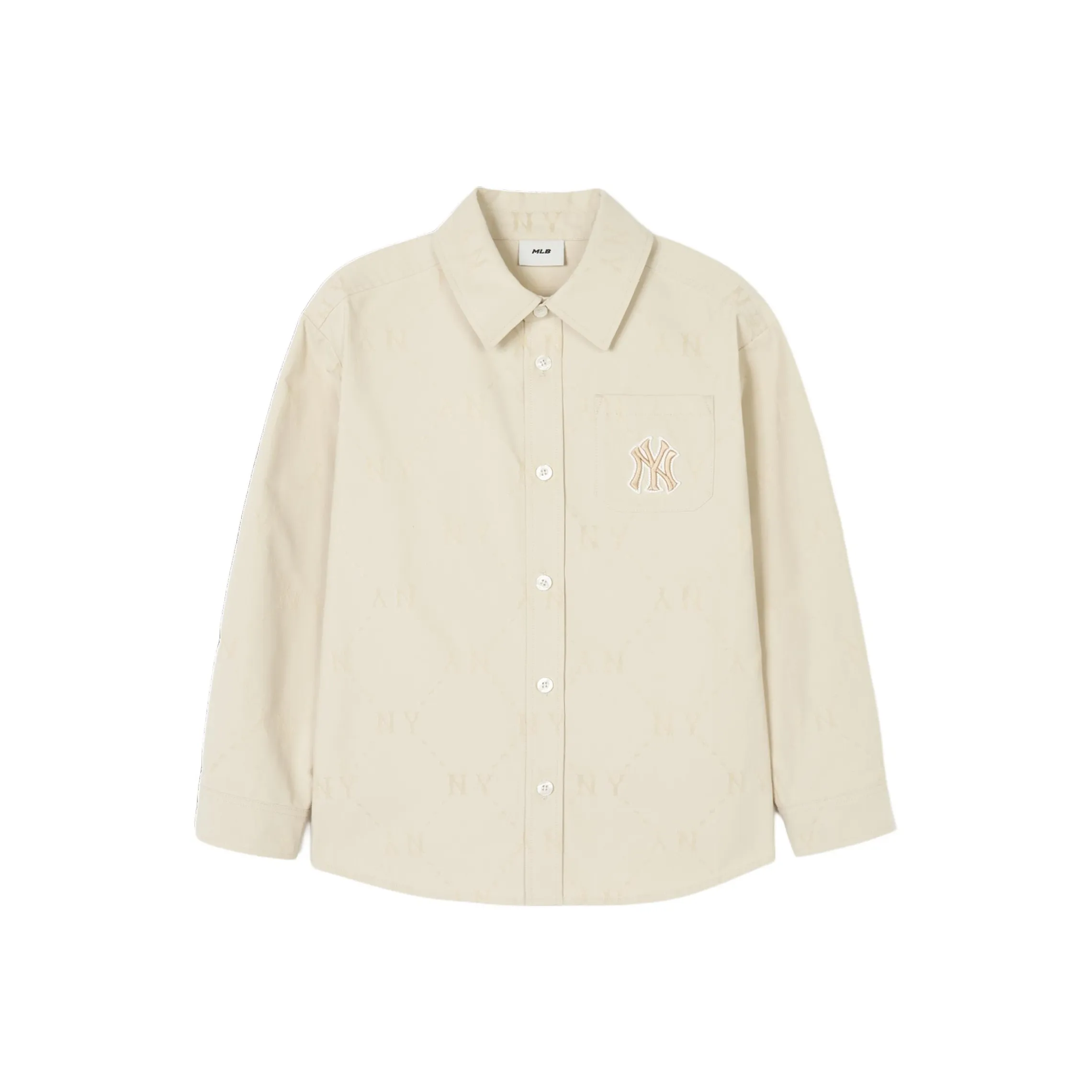 MLB Полная с принтом рубашка весенне-осенняя детская кремовая